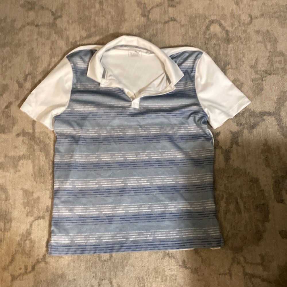 Puma white with blue pattern golf shirt